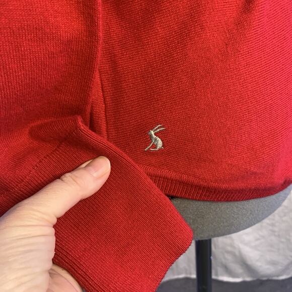 Joules Knitwear Poppy Tunic Sweater, Red With Gray Stripe Up Back, Womens Size 8 - Picture 7 of 10